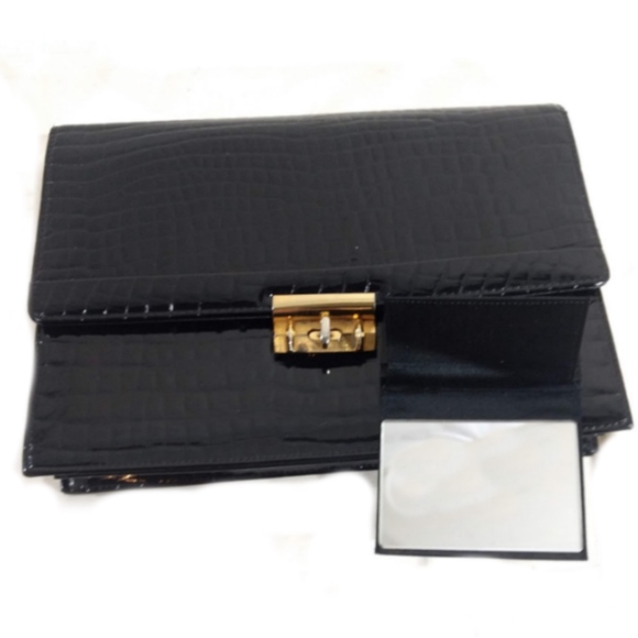 Vintage 1940s Black Alligator Clutch Bag - Picture 2 of 7